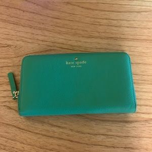 Kate Spade sea-foam green zip wallet